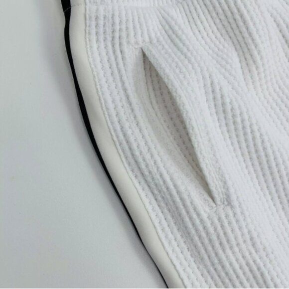 Norma Kamali White Waffle Knit Track Pants Side Stripe - Picture 3 of 15